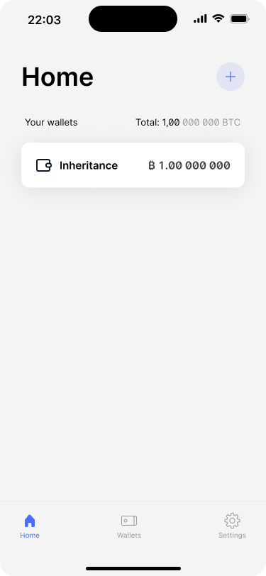 Home screen showing only the inheritance wallet.