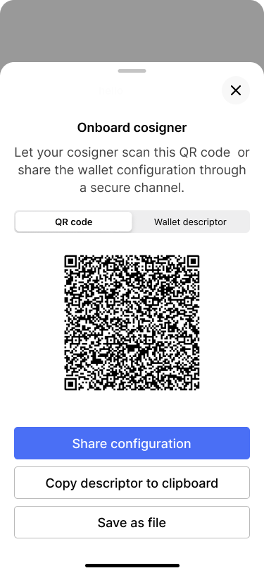 Sharing dialog showing a QR code and sharing options.