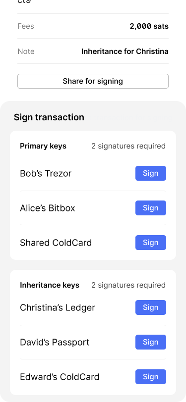 Screen showing the transaction details.